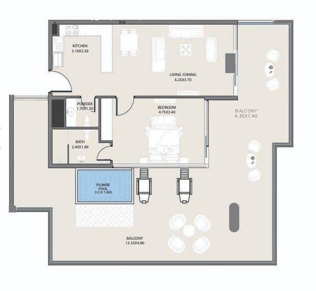 1 BEDROOM Floor Plan